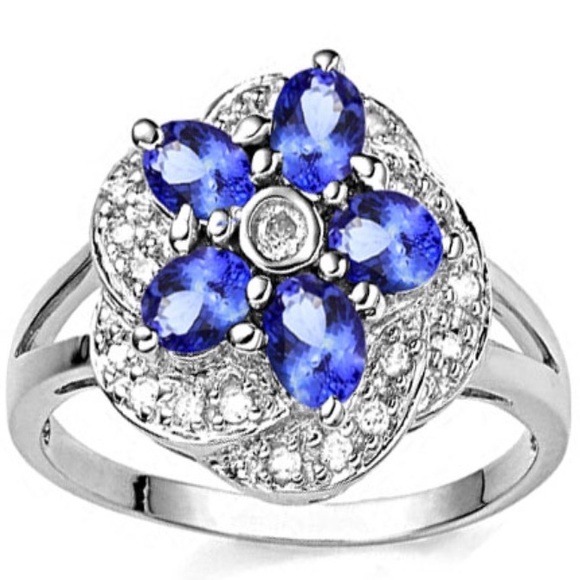 Genuine Tanzanite and diamond ring - Picture 1 of 6